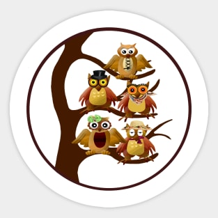 Cool owl family Sticker